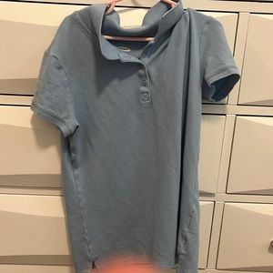 old navy light blue collared school shirt.